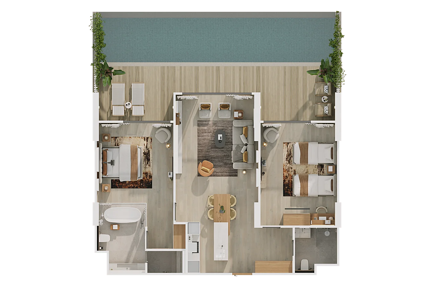 2 bed 144 sqm unit plan