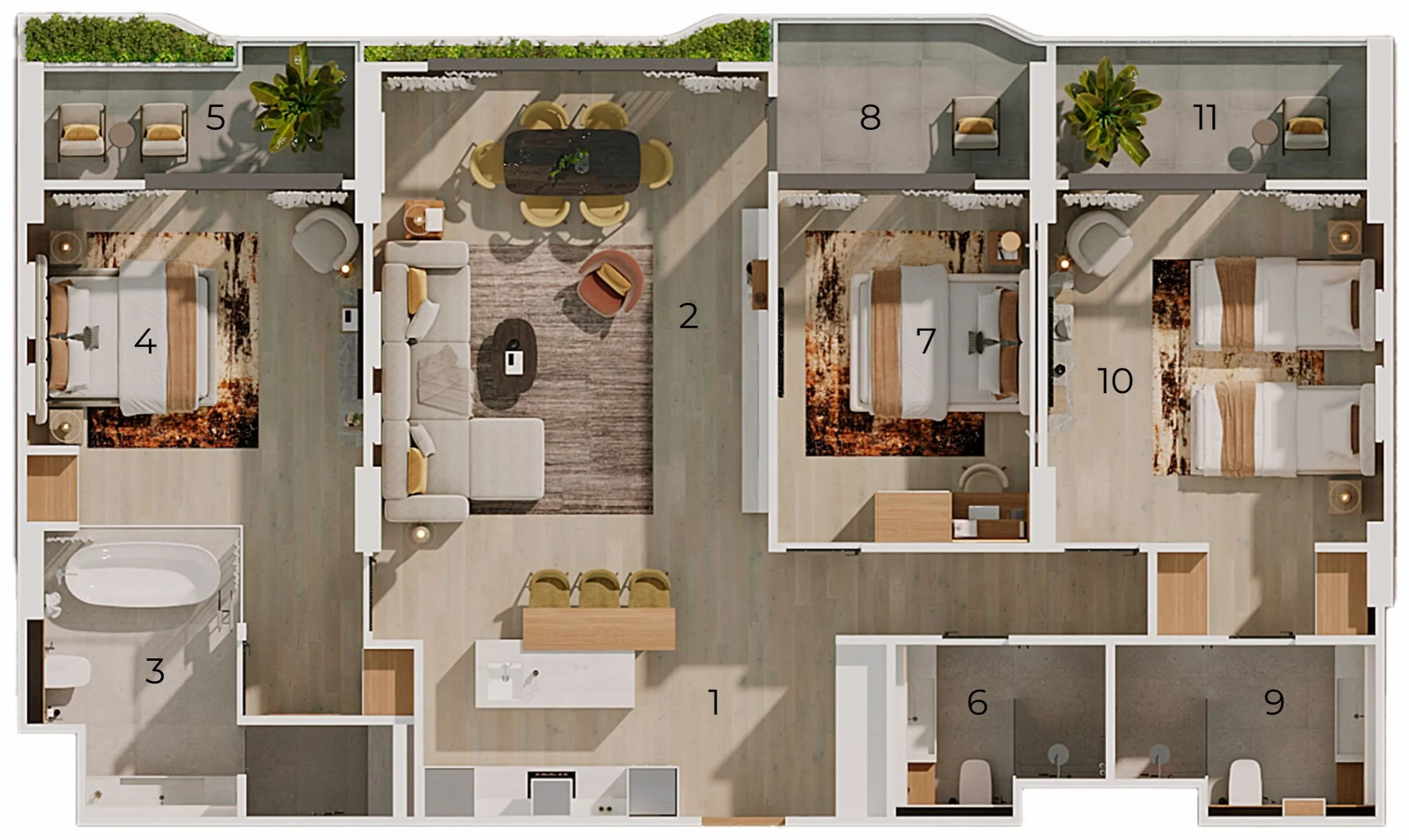 3 bed 126 sqm unit plan