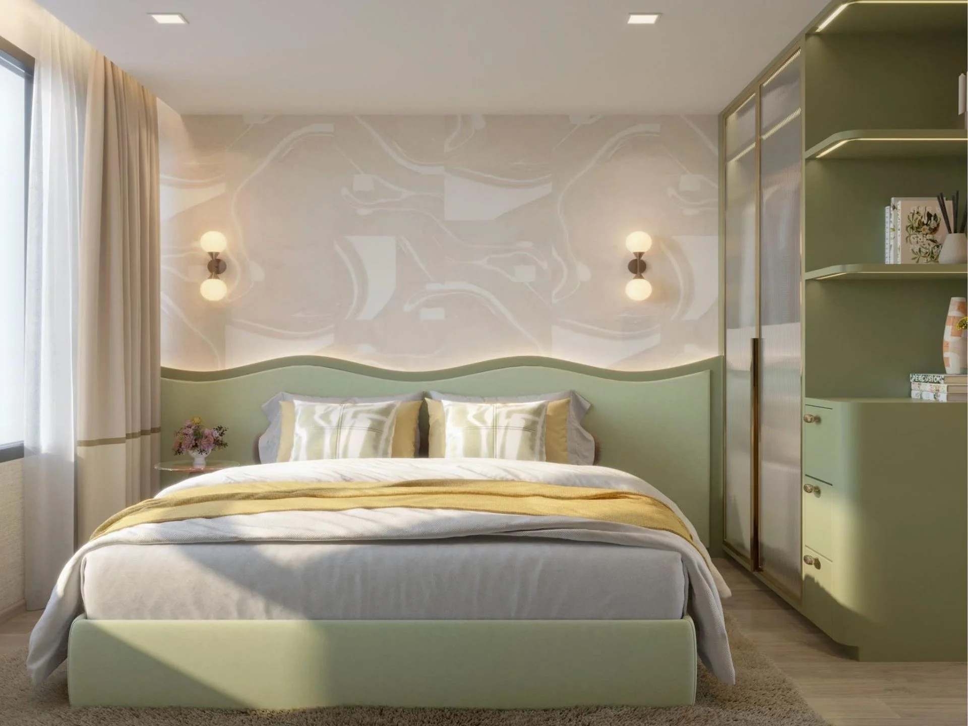 Bedroom interior in a 1-bedroom apartment at XELF by Sansiri, Klongtoey, Thailand