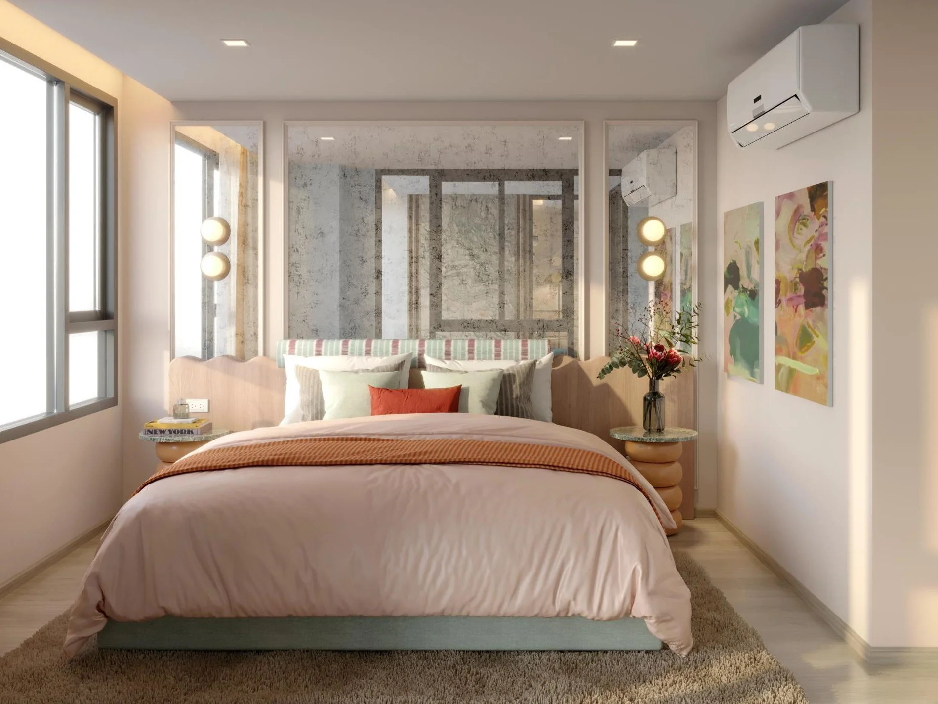 Isolated bedroom with a window