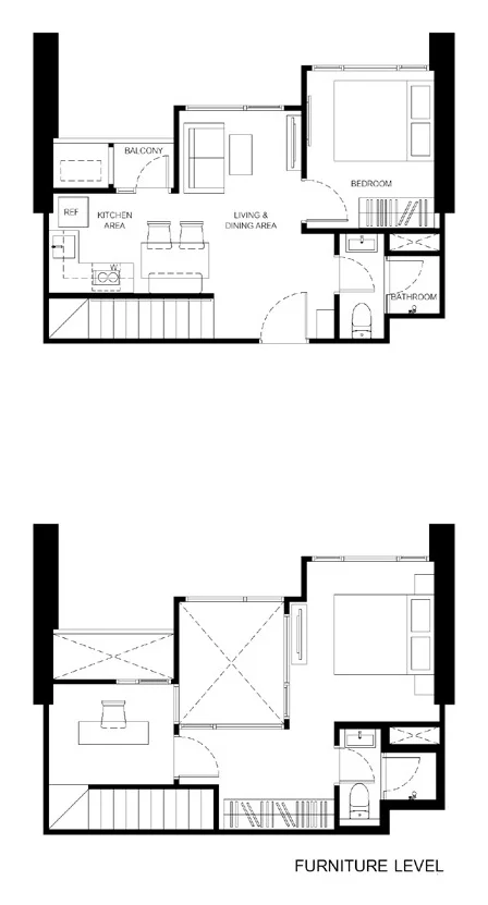 Unit Plan 2 bedrooms loft Xelf by Sansiri