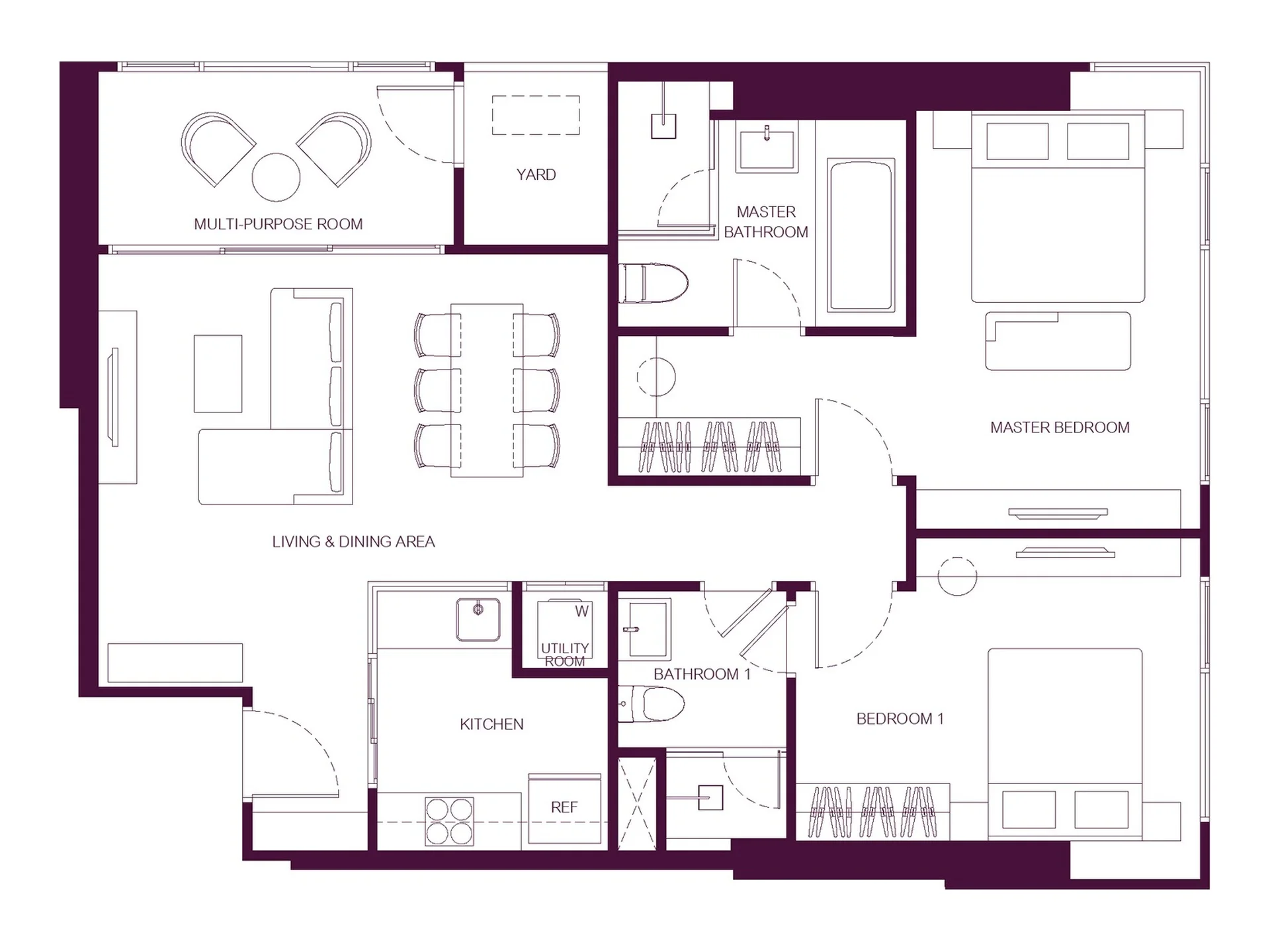 Unit Plan 3 bedroom 89 sqm WIDEN by Sansiri