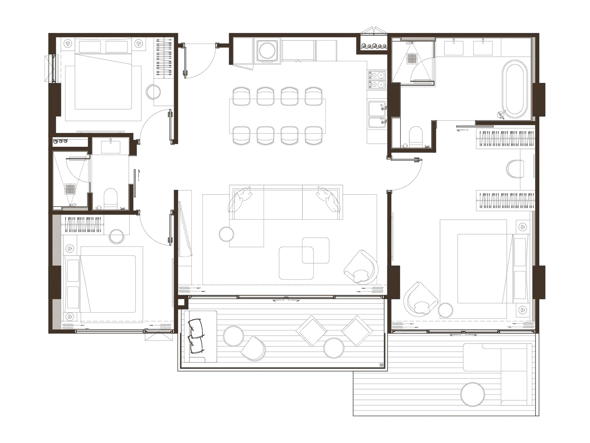 Unit Plan 3 bedrooms Purita Phuket Bangtao