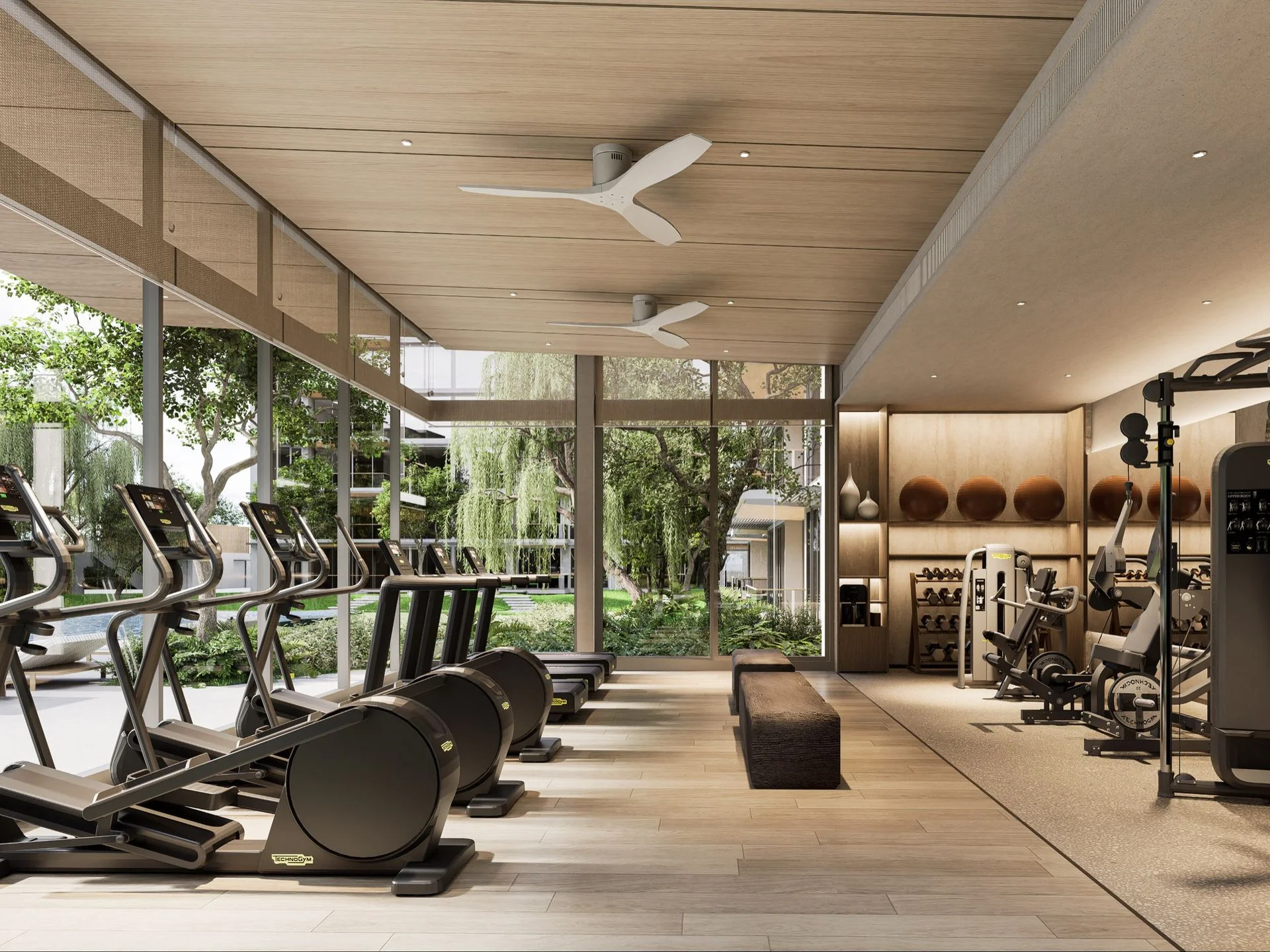 Siłownia z urządzeniami kardio i do ćwiczeń siłowych Technogym w Purita, Bang Tao, Tajlandia