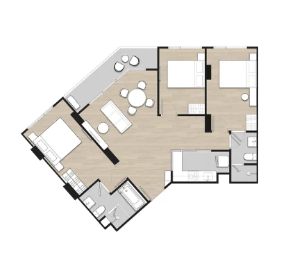 3 bedroom 85 sqm unit plan