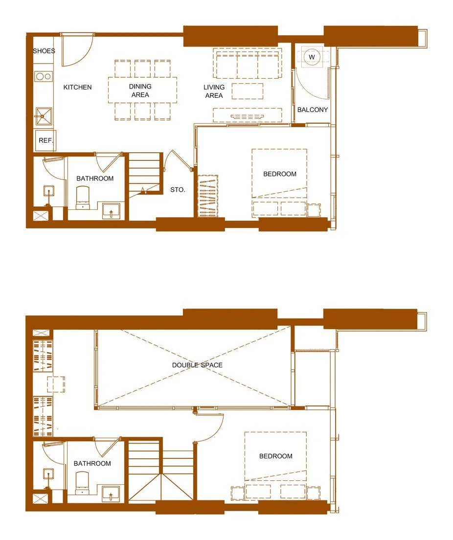 Unit Plan 2 bedrooms  75 sqm SHUSH Ratchathewi by Sansiri