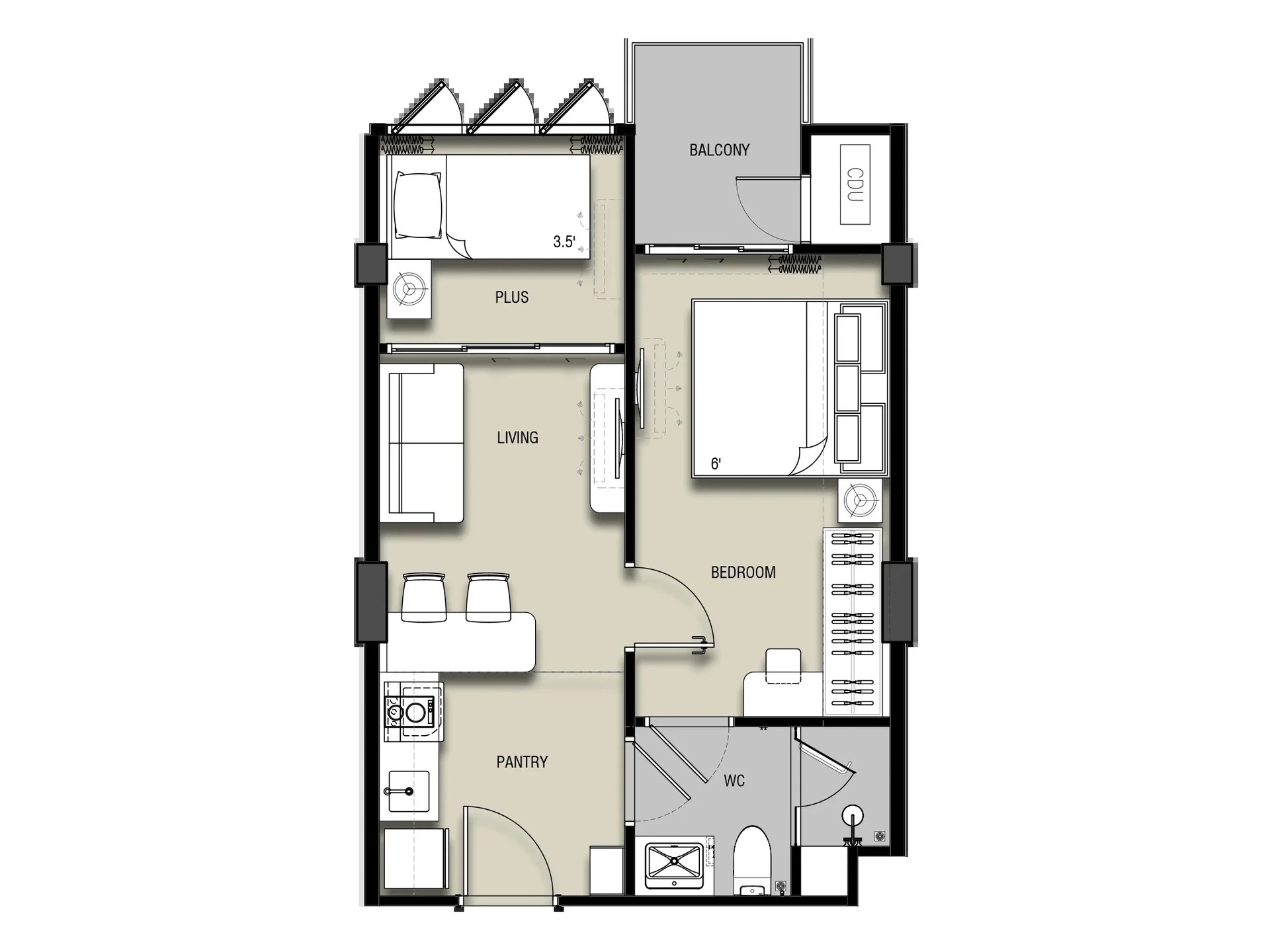 unit plan 1 bedroom plus 40 sqm The Astra Samui