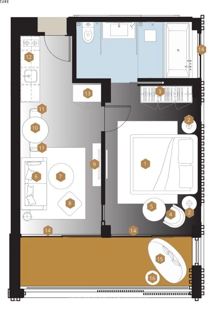 1 bedroom 65 sqm unit plan