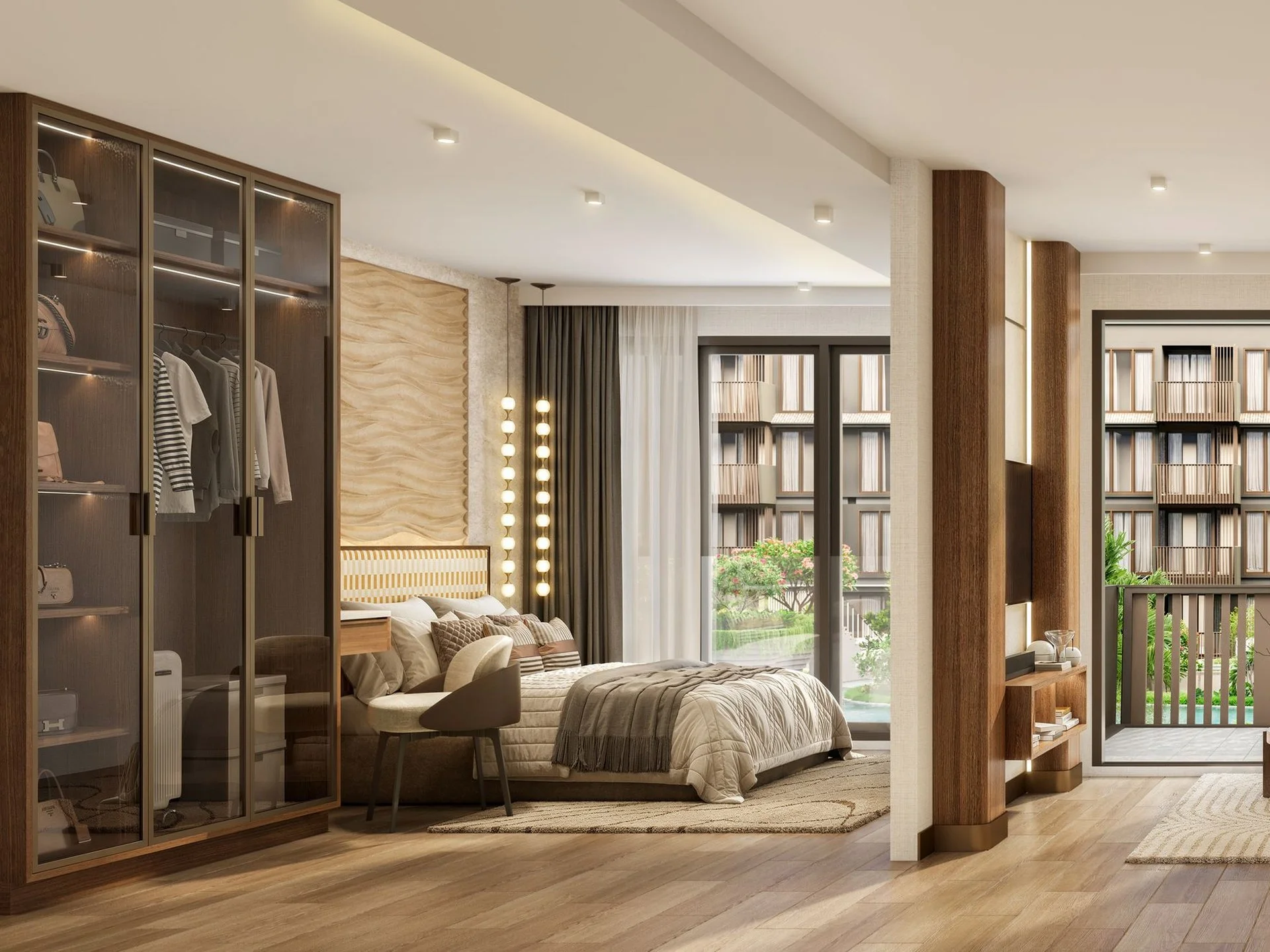 Intérieur d'une chambre dans un appartement de 2 chambres à The Astra Samui, Bo Phut, Thaïlande
