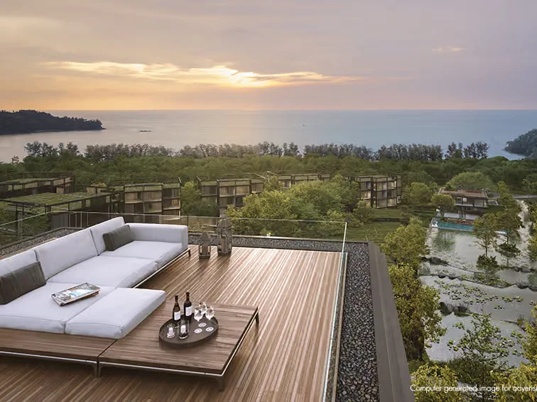 Sea view from the terrace of a 1-bedroom apartment at MGallery Residences MontAzure, Kamala, Thailand