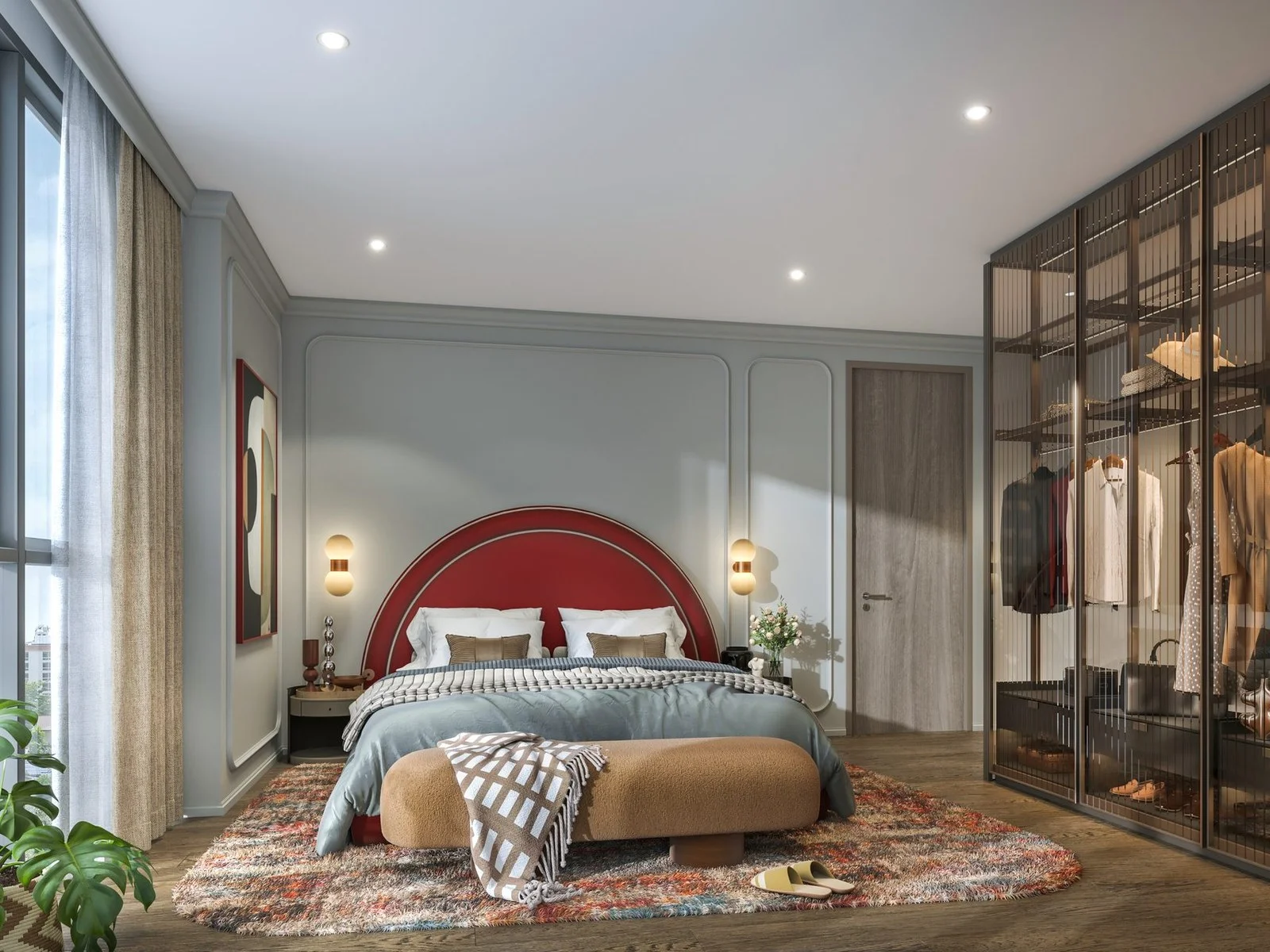 Bedrooms on opposite sides