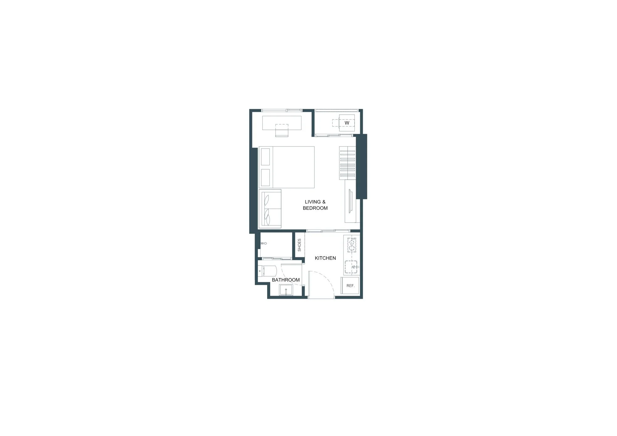 Unit plan 1 bedroom 25 sqm, FLO by Sansiri