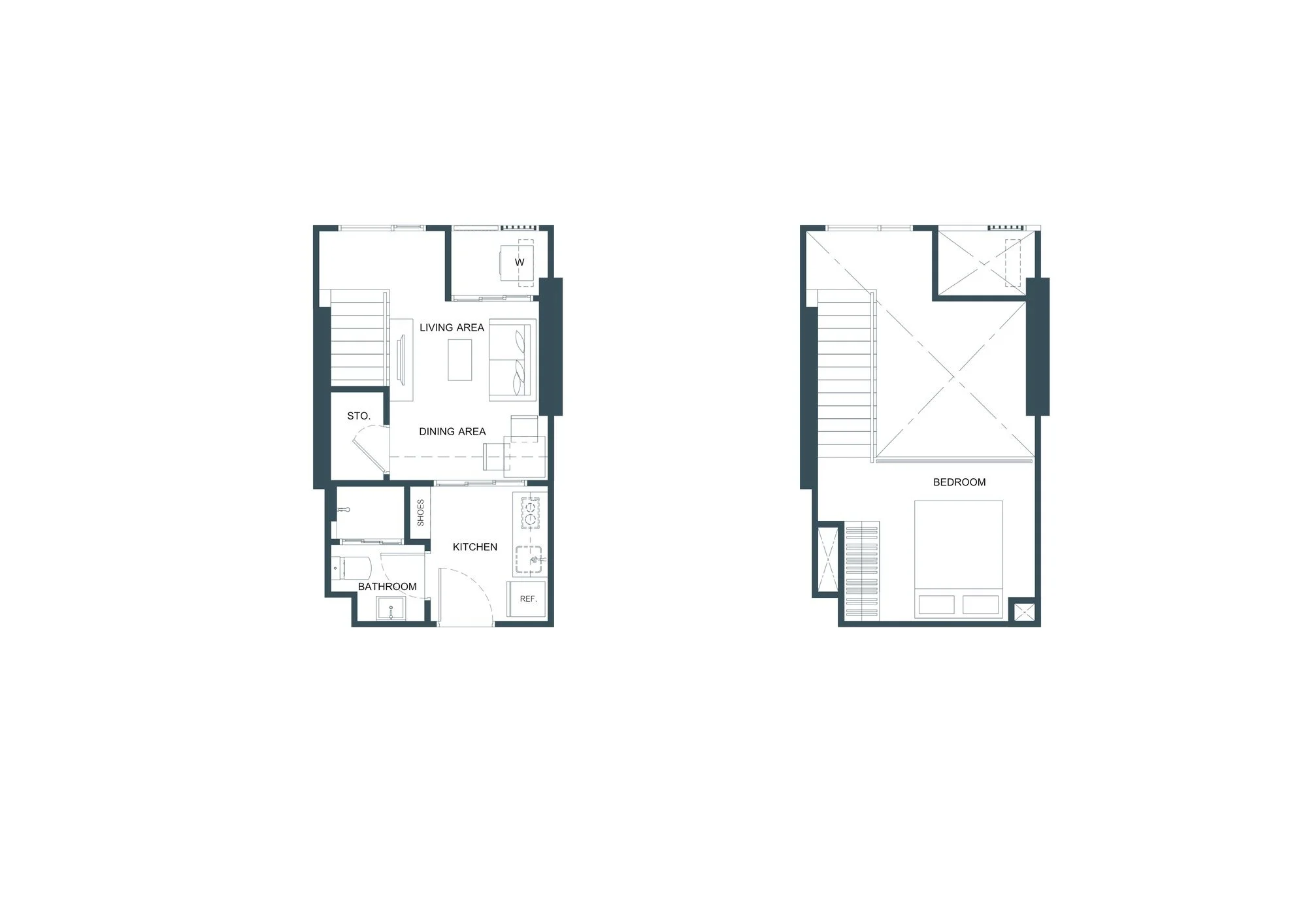 Unit plan 1 bedroom loft 38 sqm, FLO by Sansiri