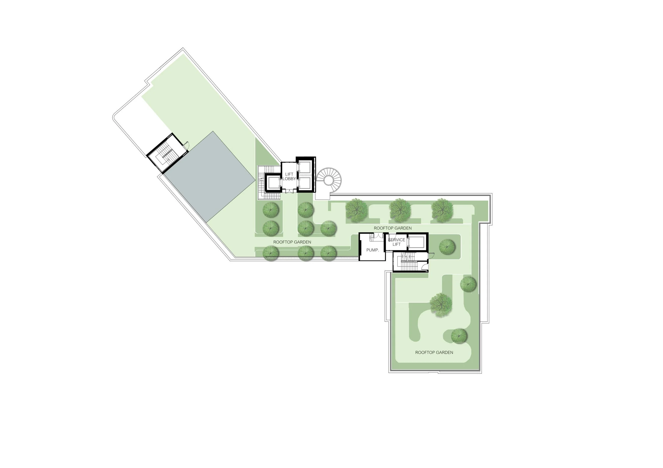Master plan rooftop garden with riverview deck, FLO by Sansiri