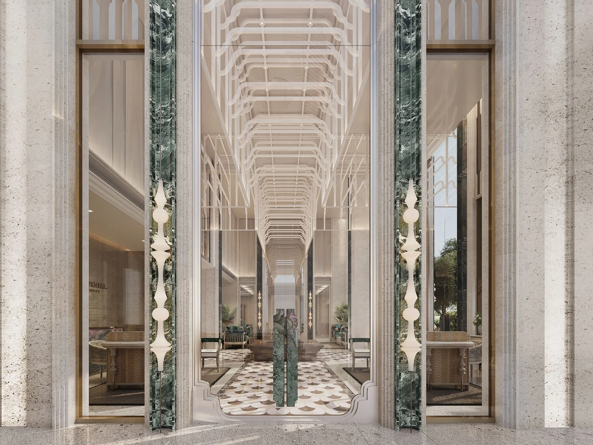 Main entrance architecture of The Residences at InterContinental Phuket Resort, Thailand