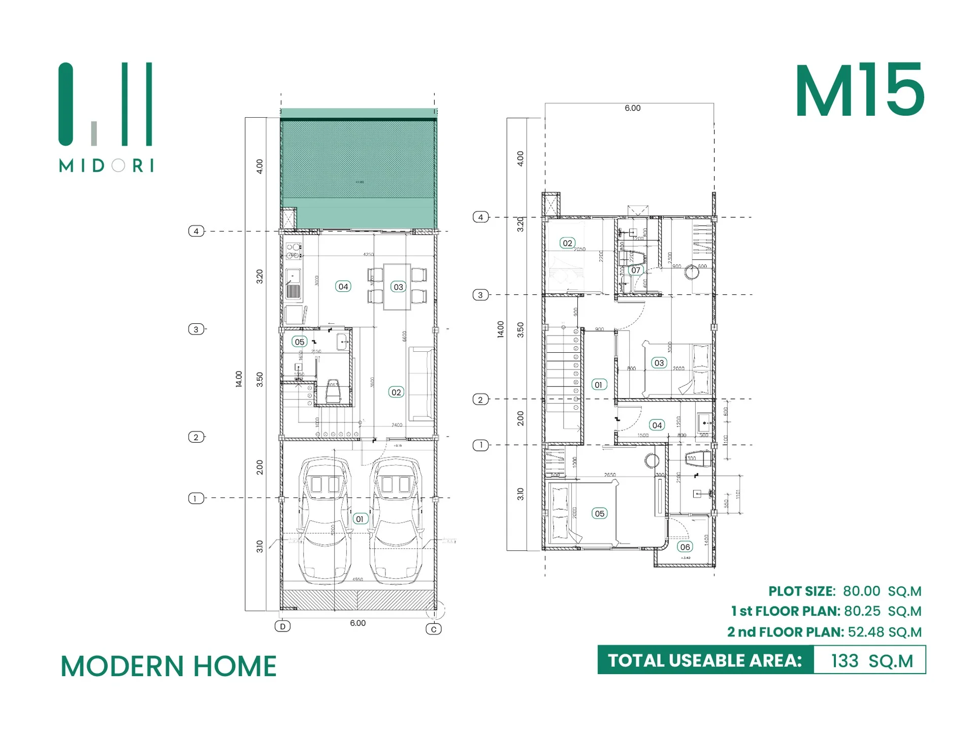 Unit plan 3 bedrooms Midori Townhome