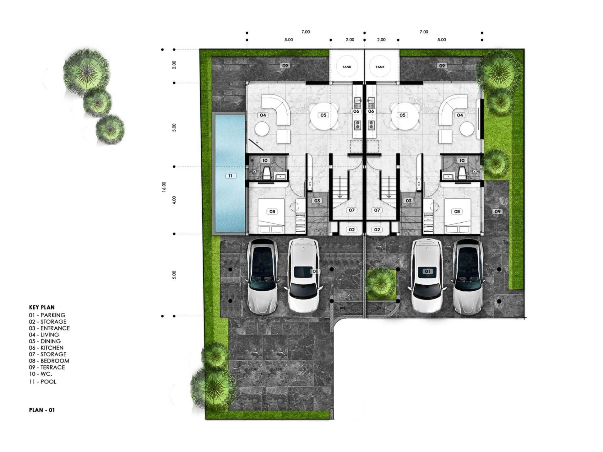 Unit plan Villa 4 bedrooms Midori Phuket