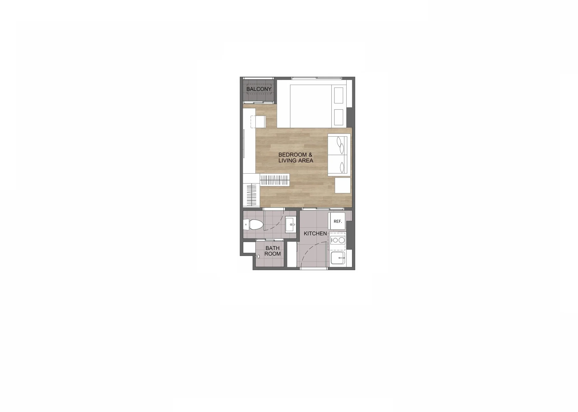 Unit Plan 1 bedrooms  25 sqm The Muve Sukhumvit 107 by Sansiri
